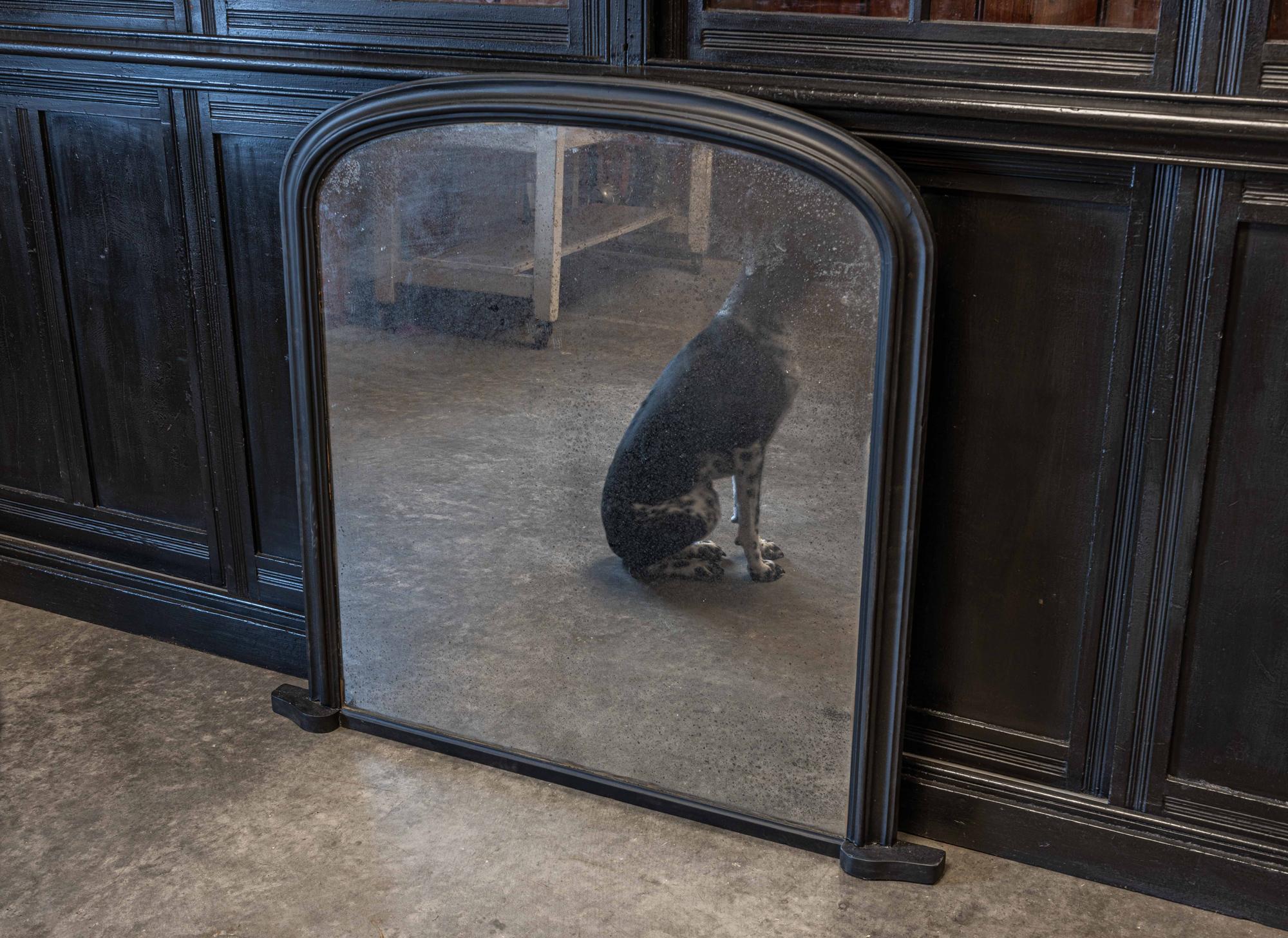 19th Century English Ebonized Foxed Overmantle Mirror 15