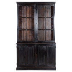 19thC English Ebonised Glazed Mahogany Display Cabinet