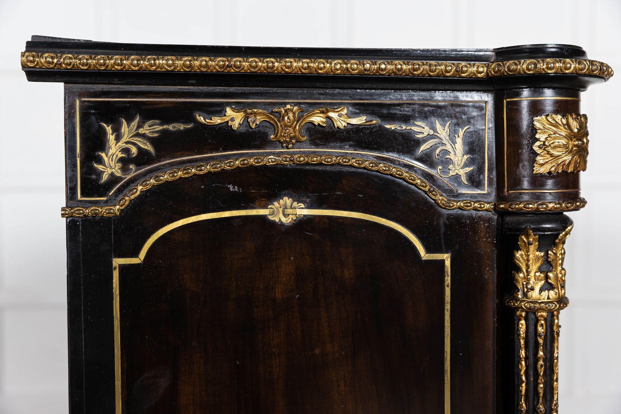 19thC English Ebonised Glazed Pier Cabinet 5