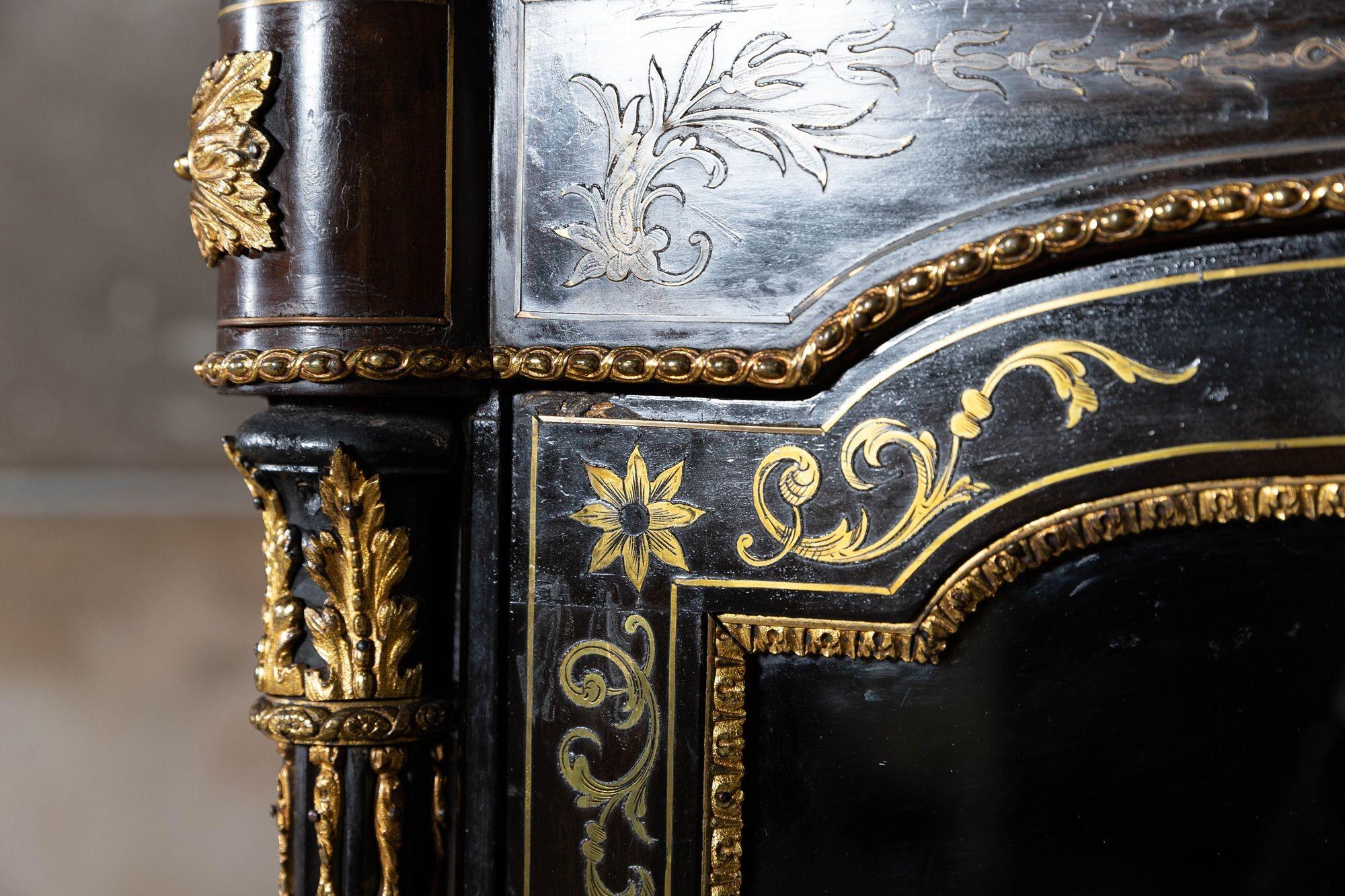 19thC English Ebonised Glazed Pier Cabinet 7