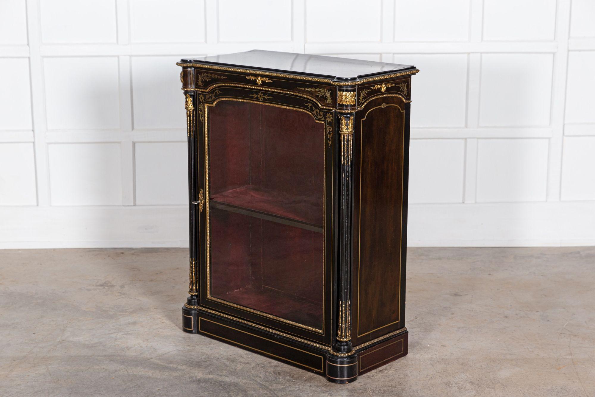 19th Century 19thC English Ebonised Glazed Pier Cabinet