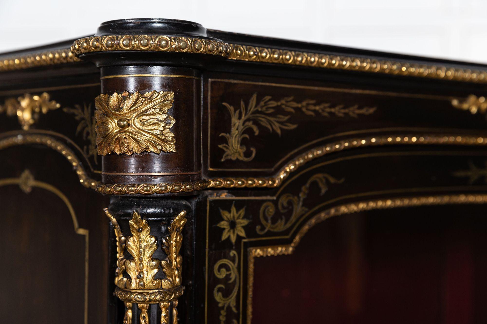 Pine 19thC English Ebonised Glazed Pier Cabinet