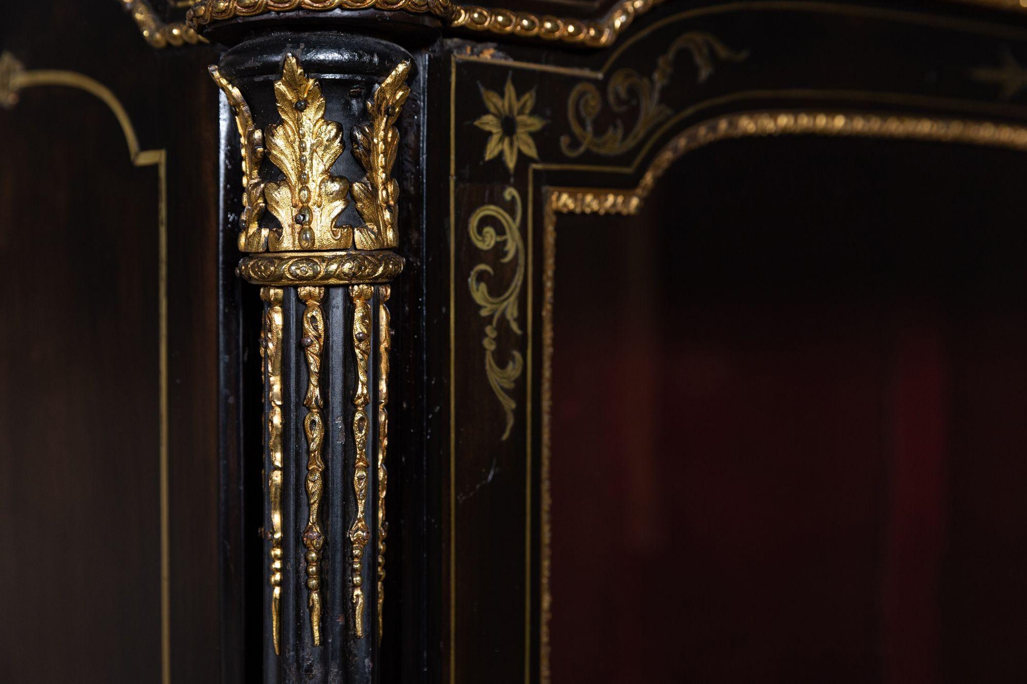 19thC English Ebonised Glazed Pier Cabinet 1