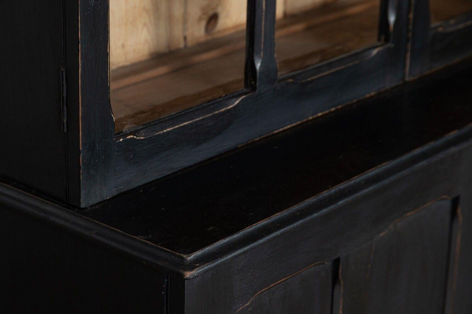 19thC English Ebonised Glazed Pine Housekeepers Cupboard For Sale 6