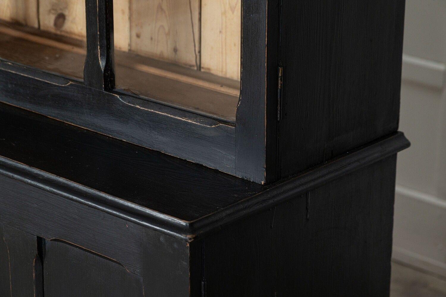 19thC English Ebonised Glazed Pine Housekeepers Cupboard For Sale 9