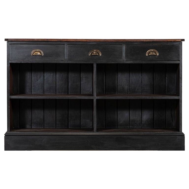 19thC English Ebonised Mahogany & Pine Shop Counter / Island For Sale