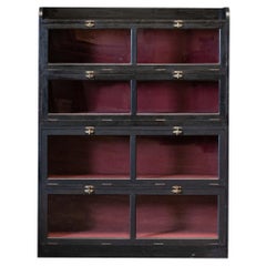 19thC English Ebonised Oak Drapers Shop Fitters Cabinet