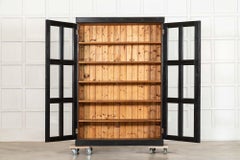 19thC English Ebonised Oak Housekeepers / Hall Cupboard
