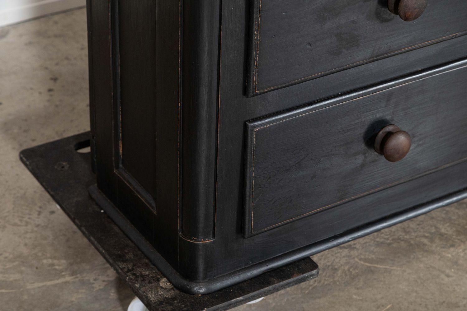 19thC English Ebonised Pine Glazed Housekeepers Cabinet 11