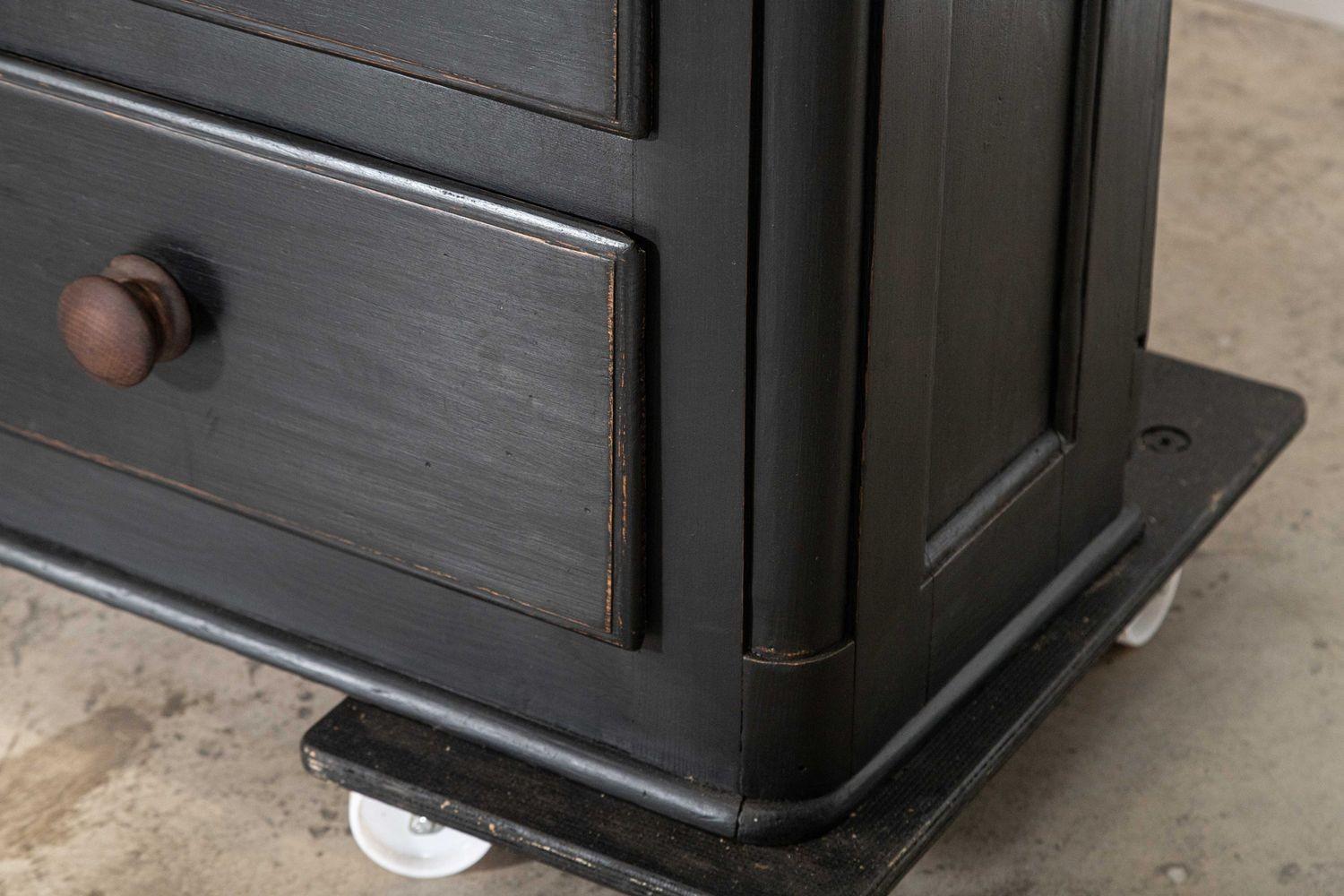 19thC English Ebonised Pine Glazed Housekeepers Cabinet 12