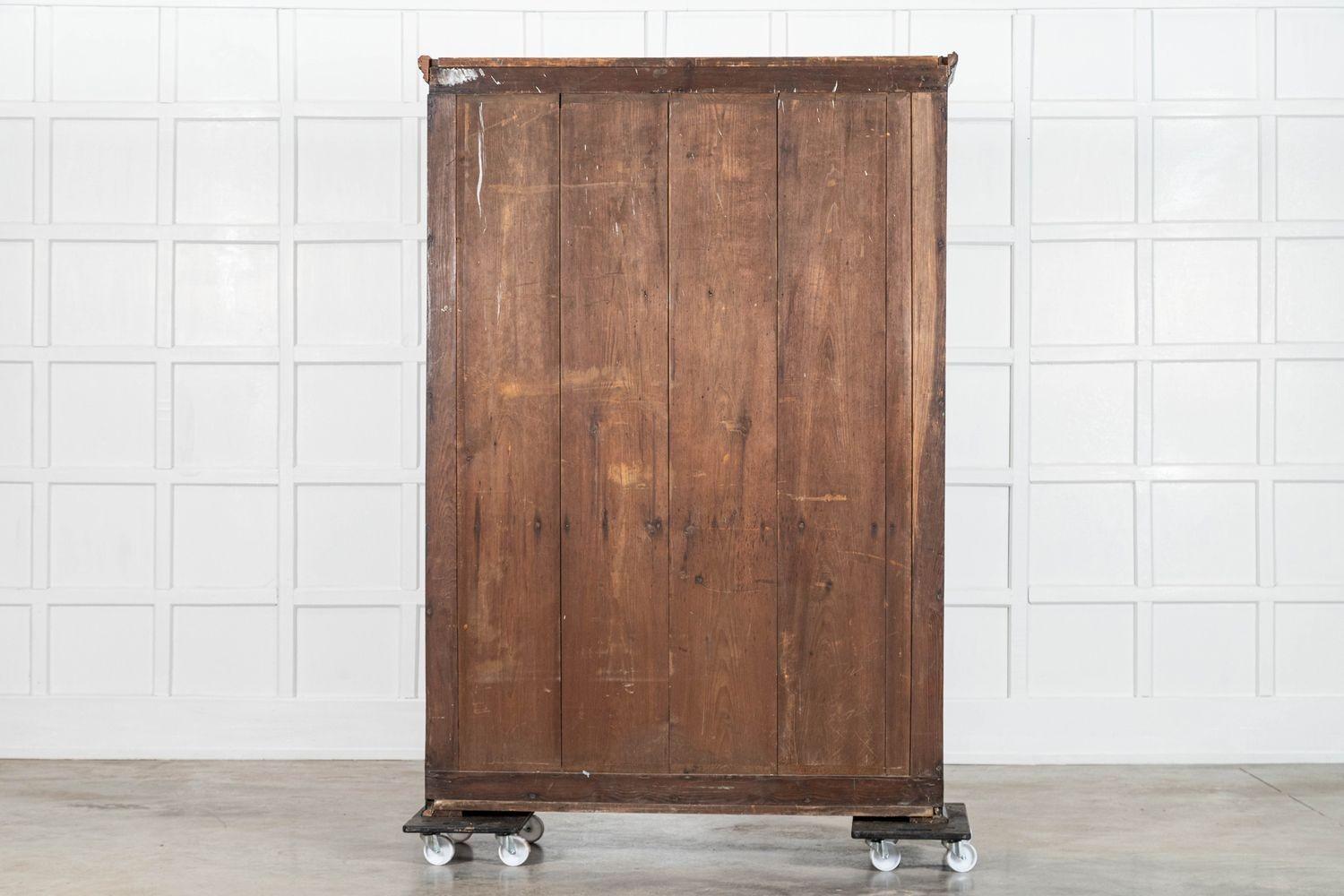 19thC English Ebonised Pine Glazed Housekeepers Cabinet 13