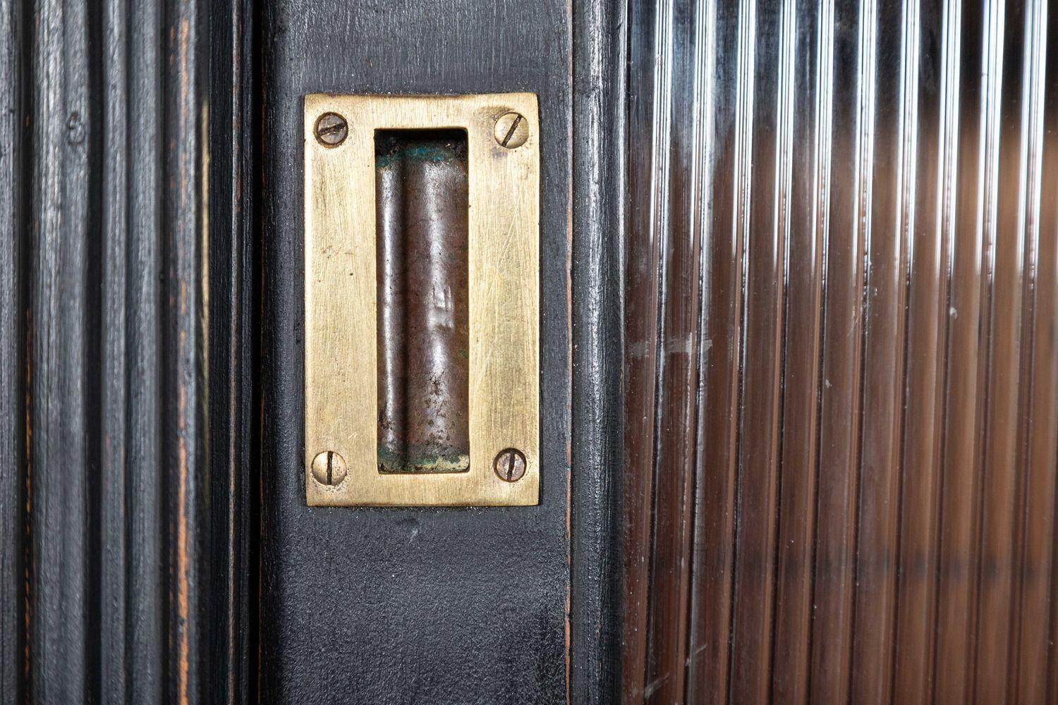 19thC English Ebonised Pine Glazed Housekeepers Cabinet 4