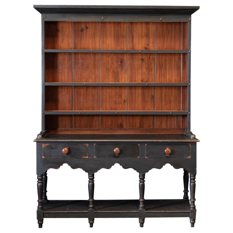 19thC English Ebonised Potboard Pine Dresser For Sale at 1stDibs