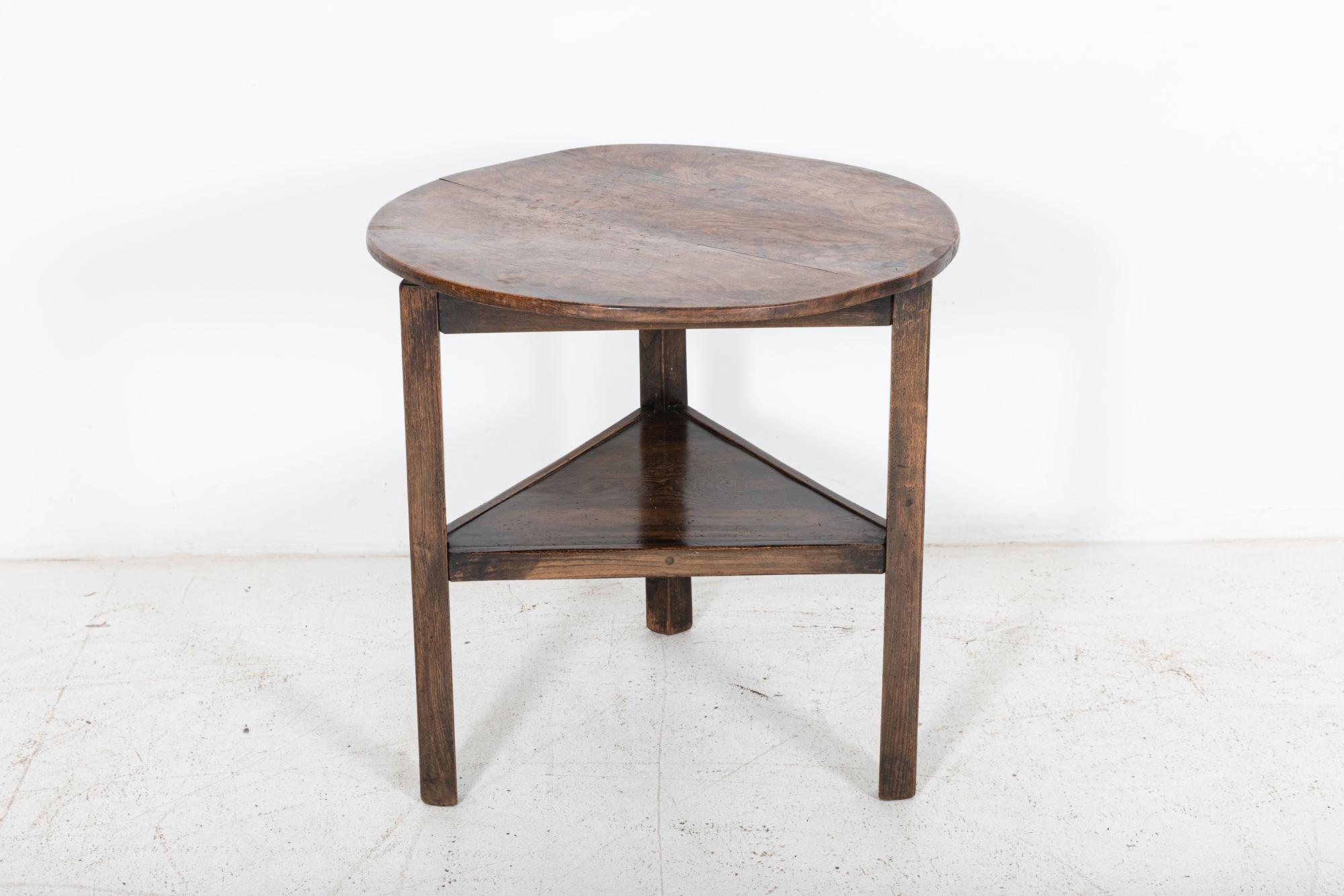 19thC English Elm Tiered Cricket Table 1