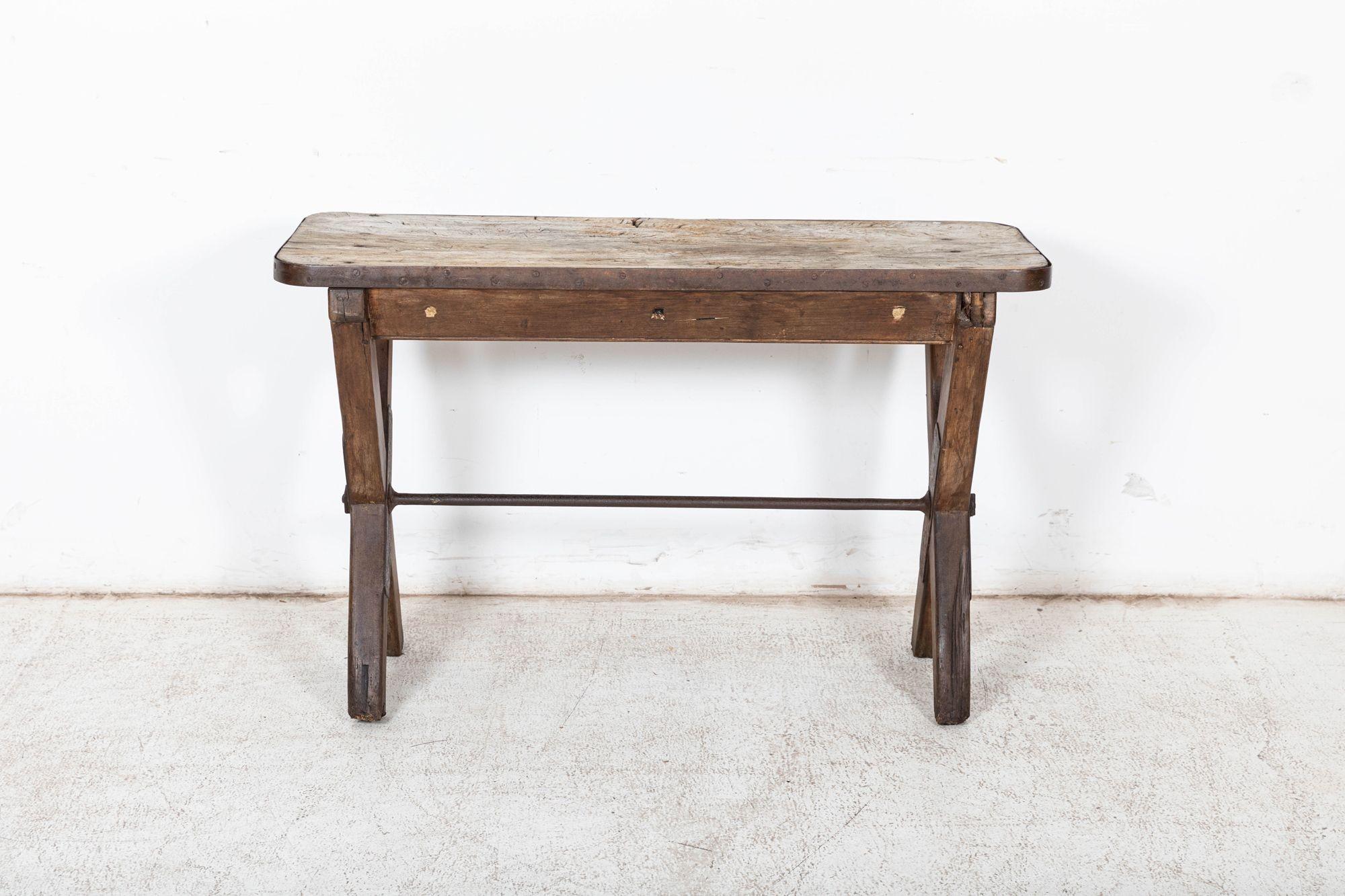 19thC English Elm Topped Tavern Table For Sale 5