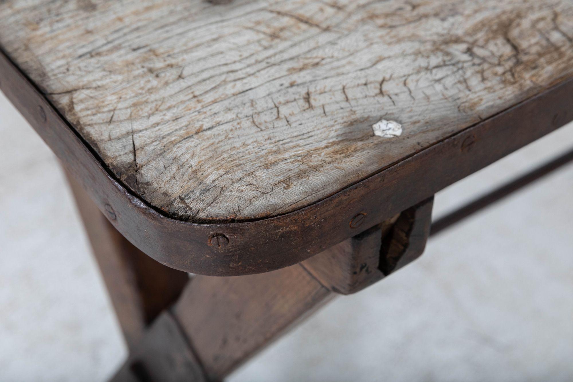 19thC English Elm Topped Tavern Table For Sale 6
