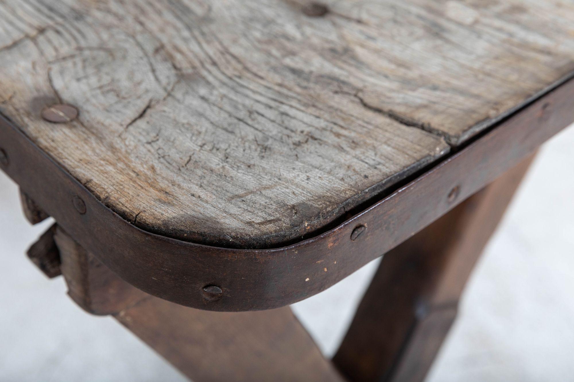 19thC English Elm Topped Tavern Table For Sale 7