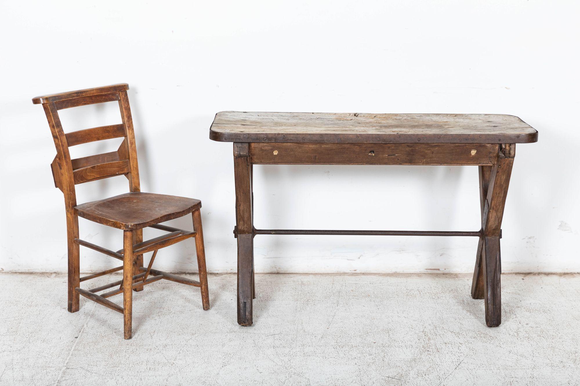 Mid-19th Century 19thC English Elm Topped Tavern Table For Sale