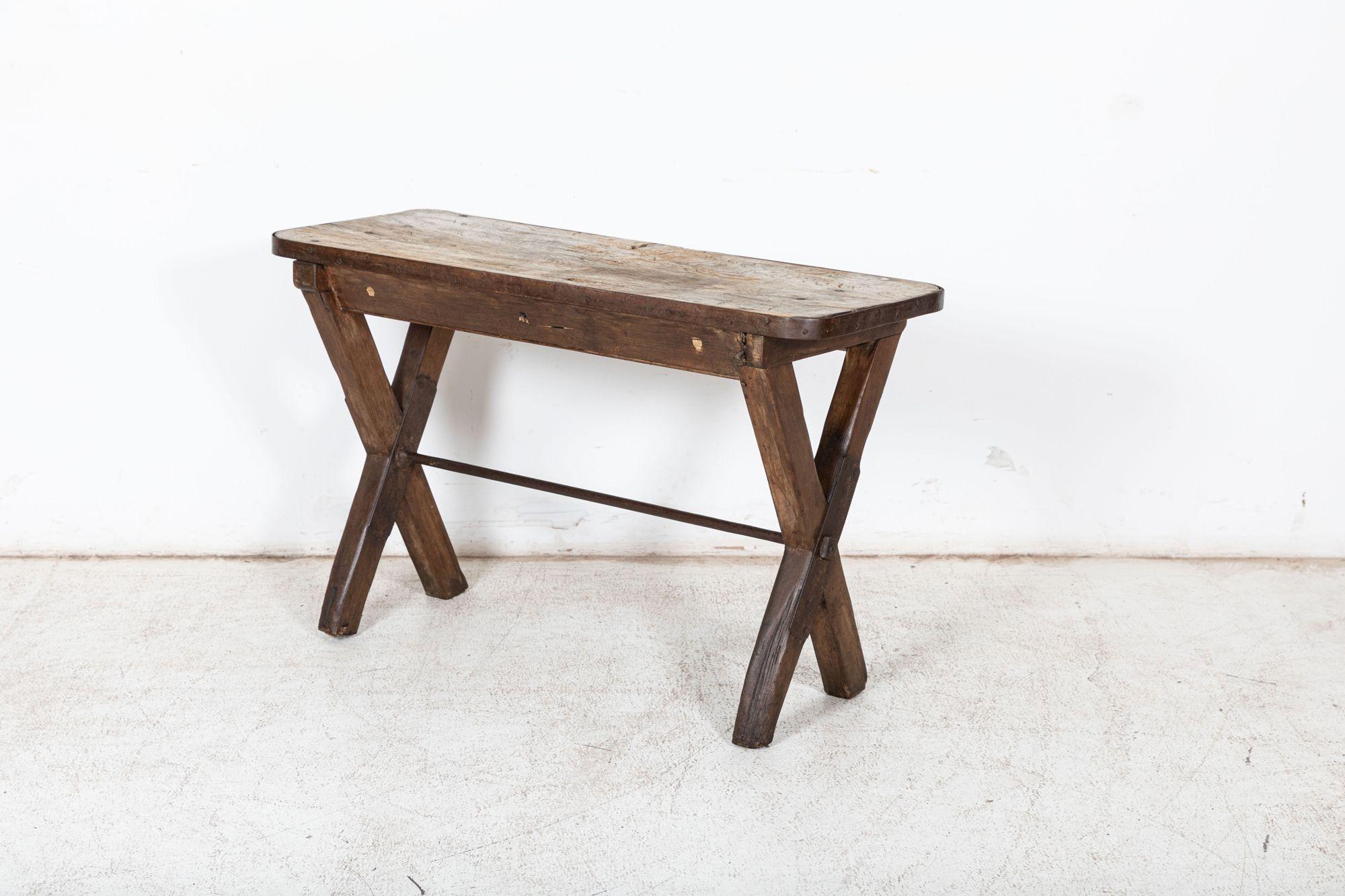 19thC English Elm Topped Tavern Table For Sale 3
