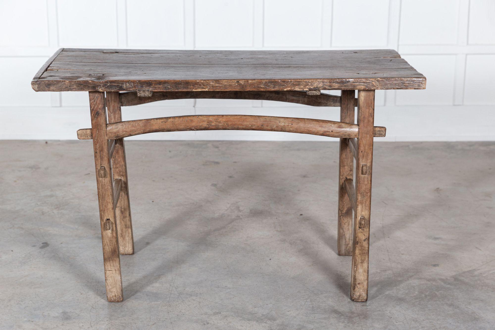 19th C English Elm Vernacular Work Table For Sale 8