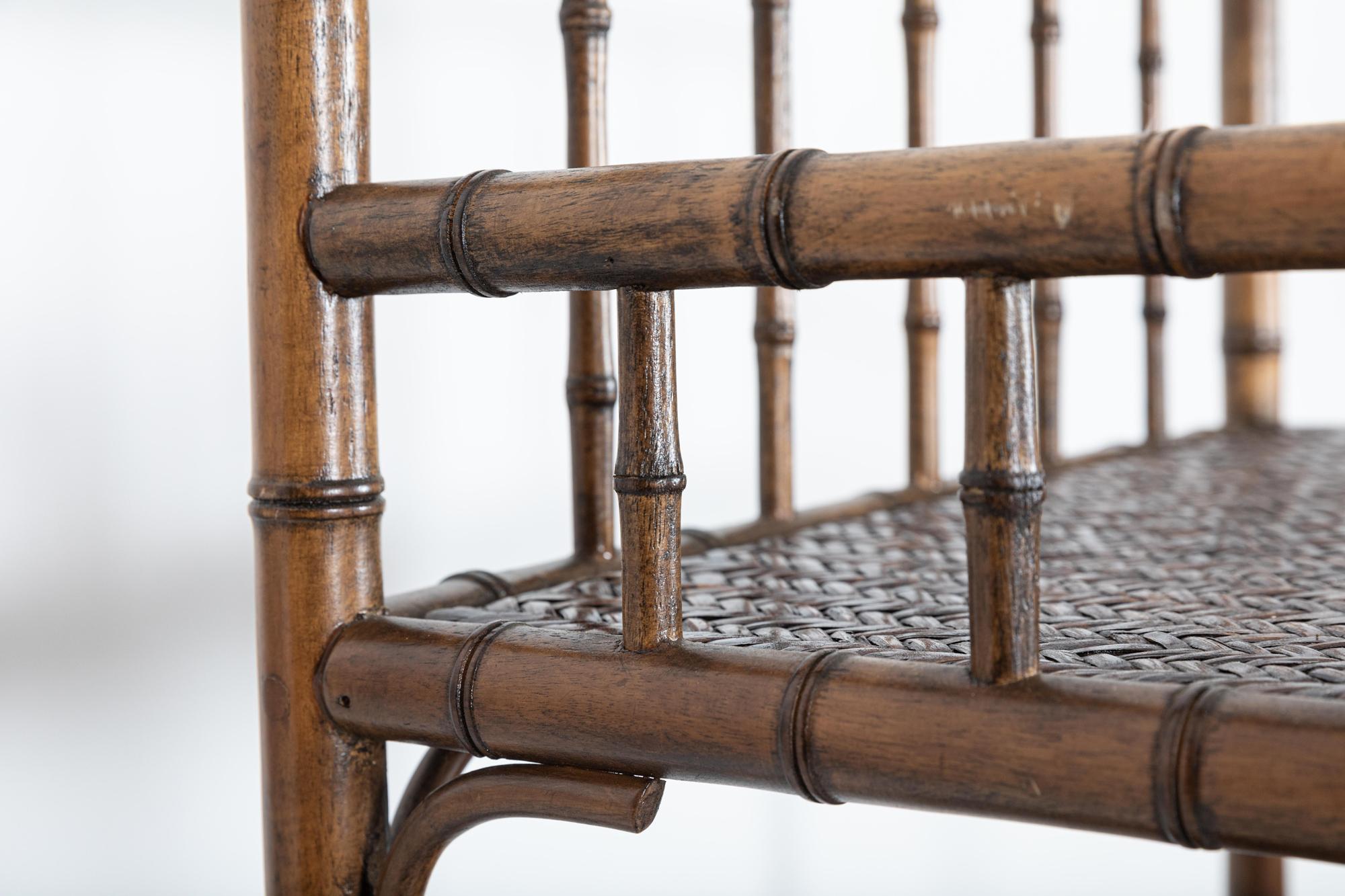 19thC English Faux Bamboo Beech Bookcase 7