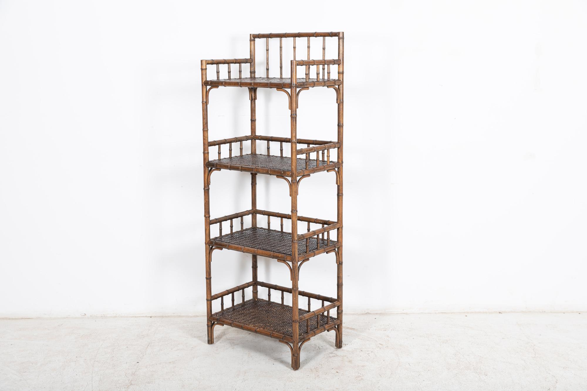 Circa 1880

19thC English Faux Bamboo Beech Bookcase

Measures: W60 x D39 x H161cm.

 