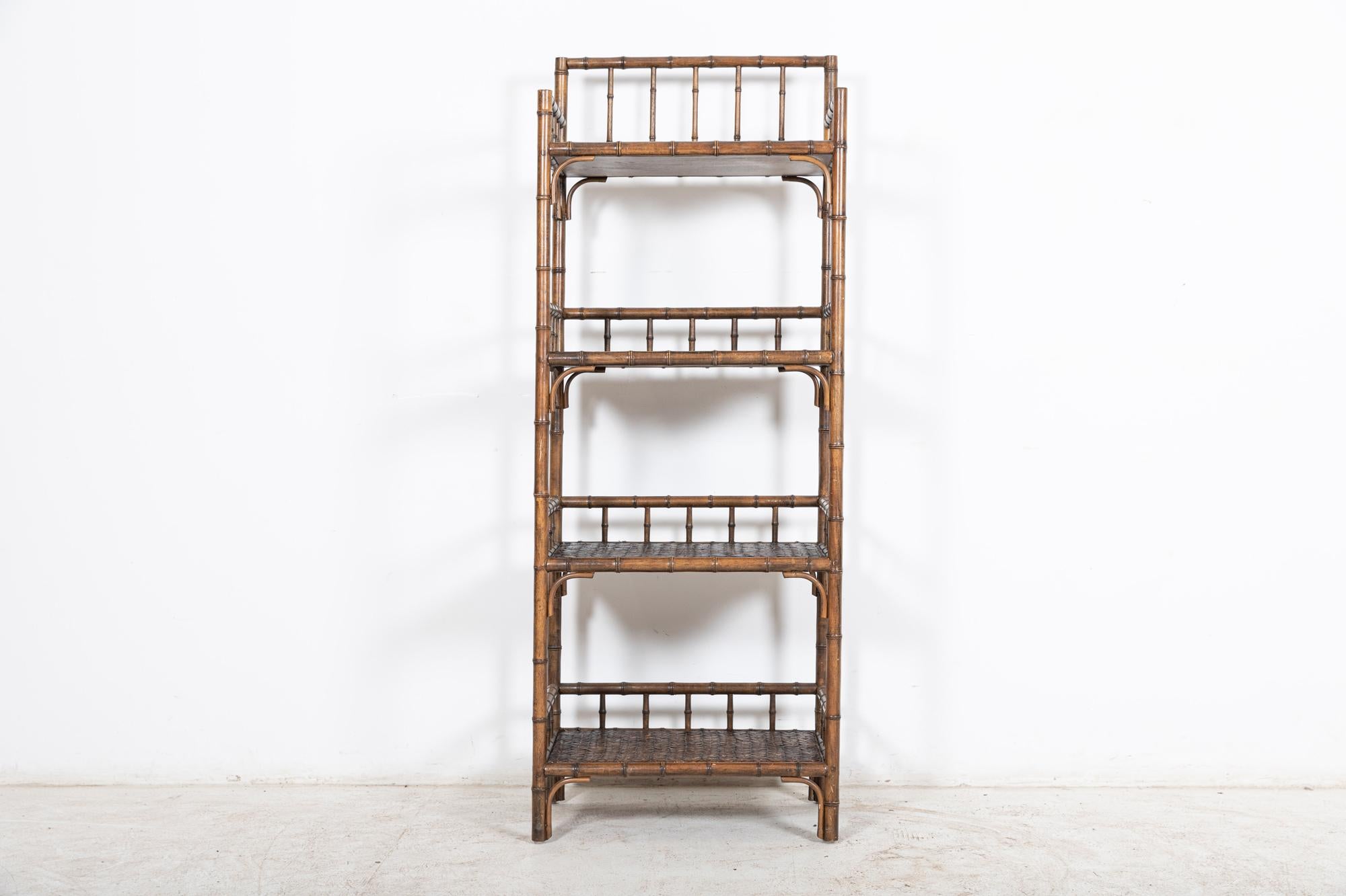 19thC English Faux Bamboo Beech Bookcase 1