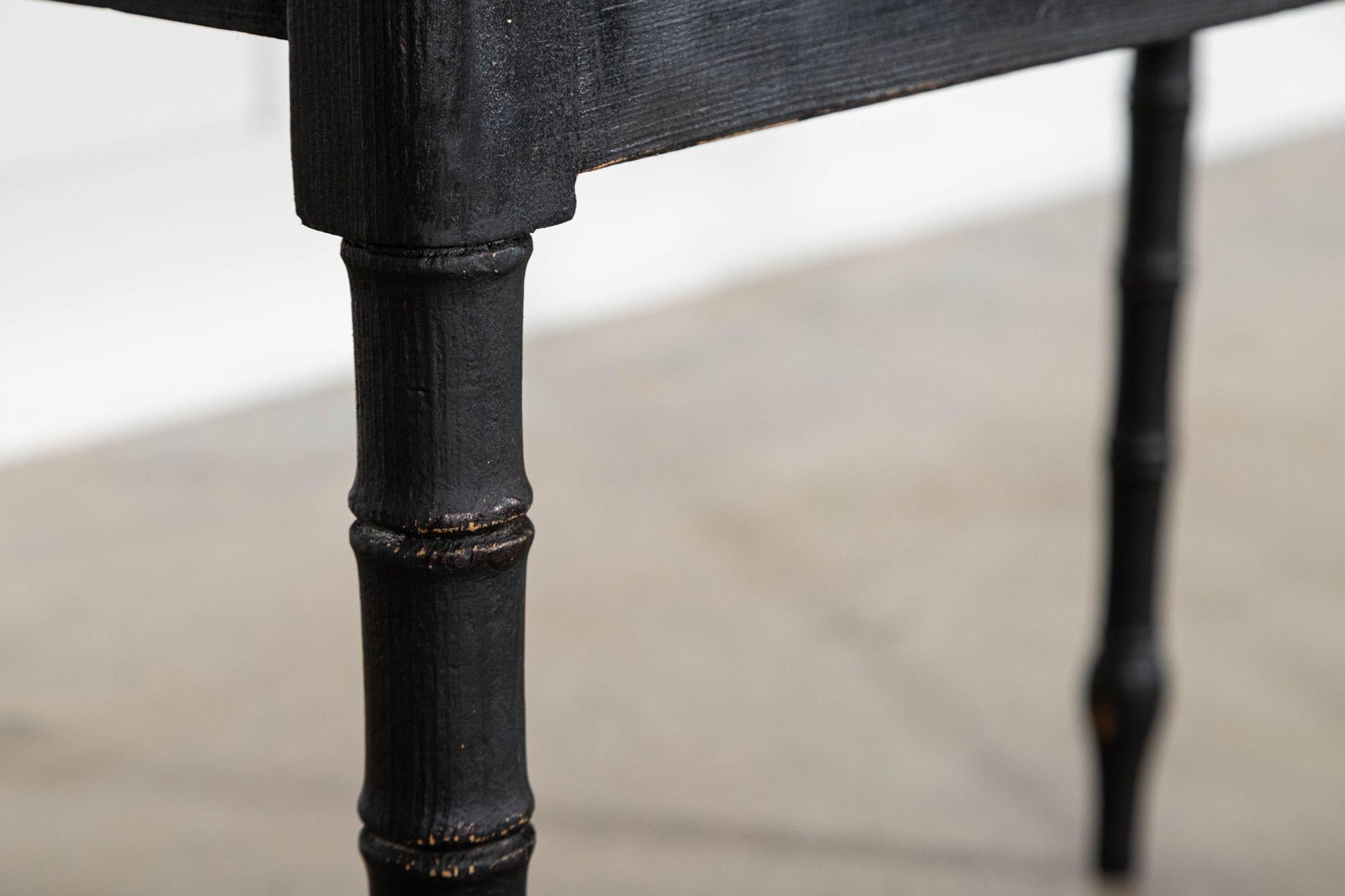 19thC English Faux Bamboo Ebonised Pine Side Table For Sale 8