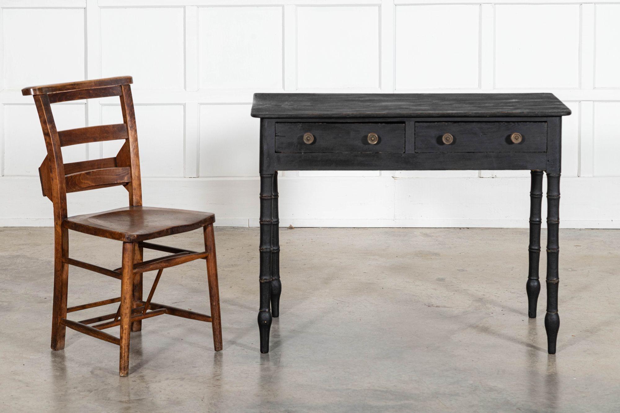 19thC English Faux Bamboo Ebonised Pine Side Table In Good Condition For Sale In Staffordshire, GB