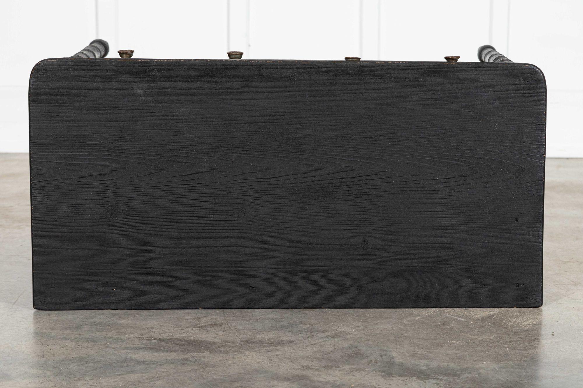 19th Century 19thC English Faux Bamboo Ebonised Pine Side Table For Sale