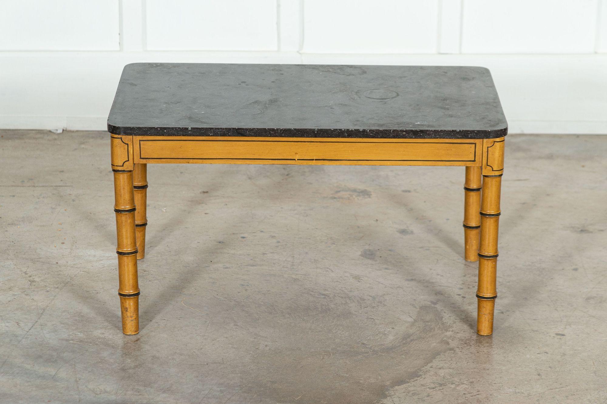 circa 1850
19th century English Faux Bamboo & Marble Painted Beech Coffee Table
W76 x D46 x H43 cm.
