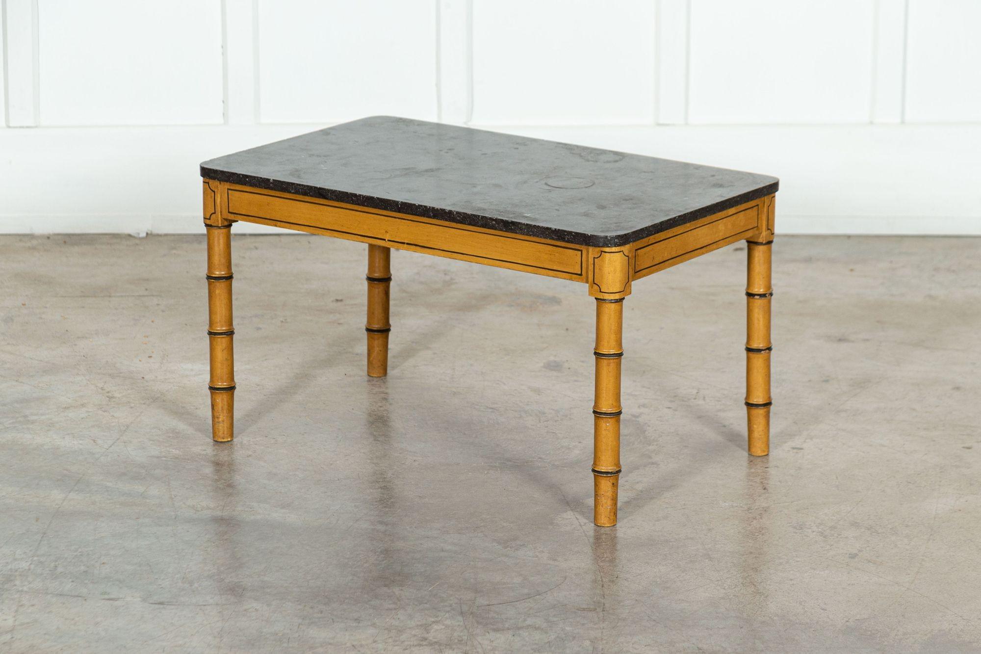 19th Century 19thC English Faux Bamboo & Marble Painted Beech Coffee Table For Sale