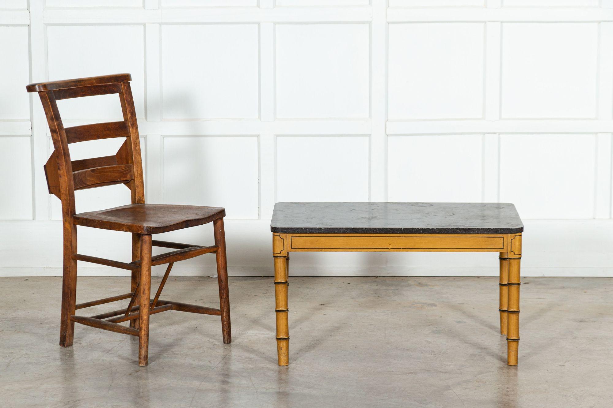 19thC English Faux Bamboo & Marble Painted Beech Coffee Table For Sale 1