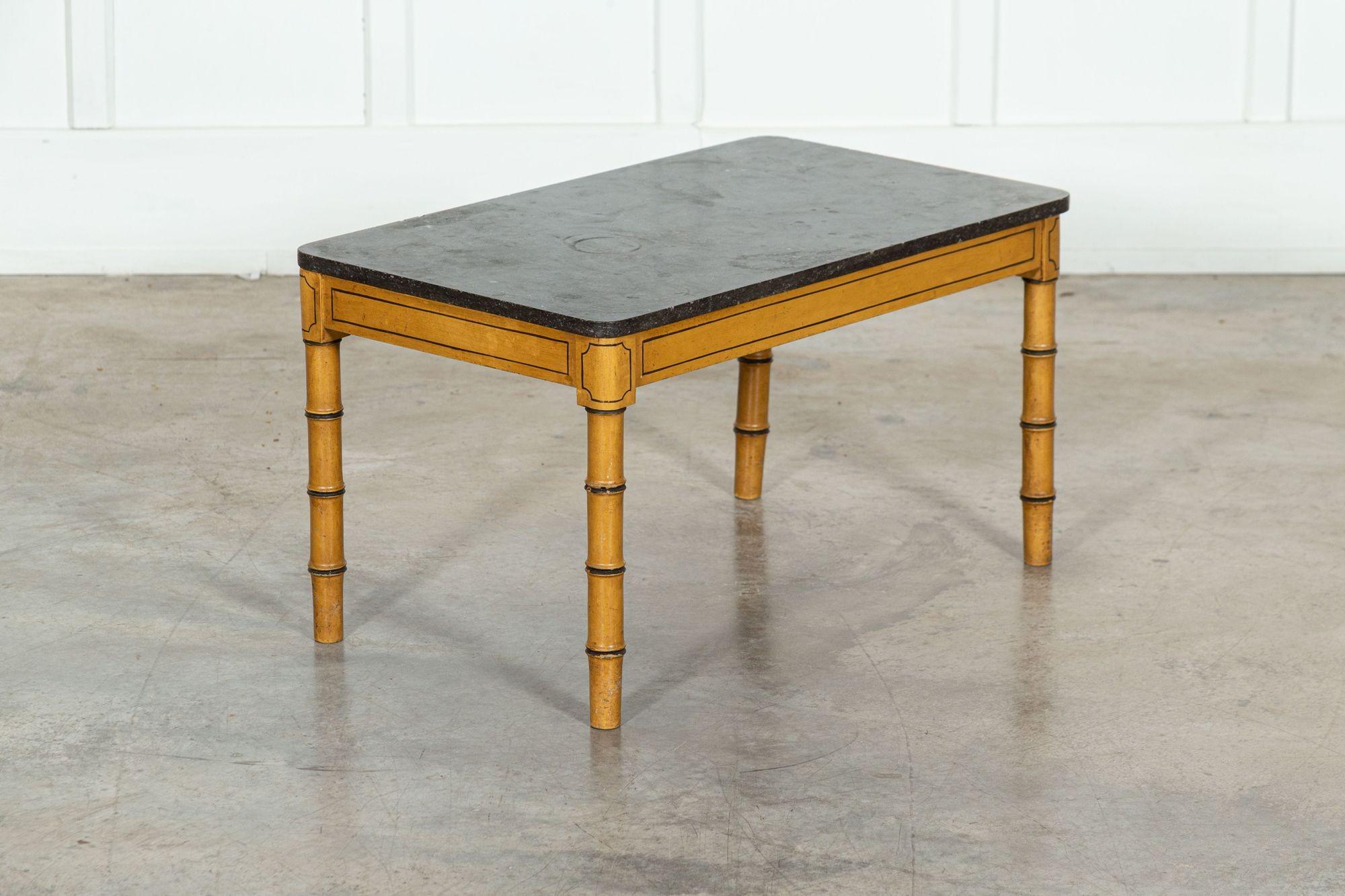 19thC English Faux Bamboo & Marble Painted Beech Coffee Table For Sale 2