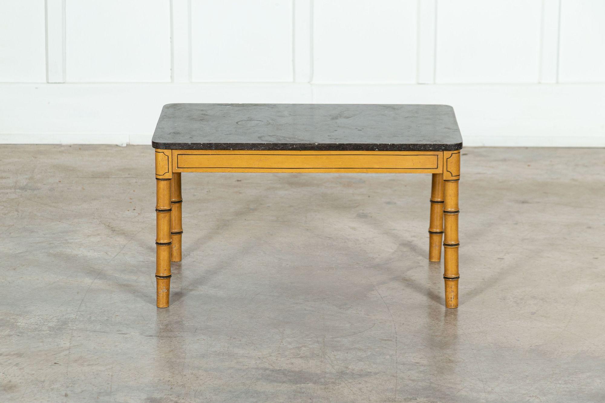 19thC English Faux Bamboo & Marble Painted Beech Coffee Table For Sale 3