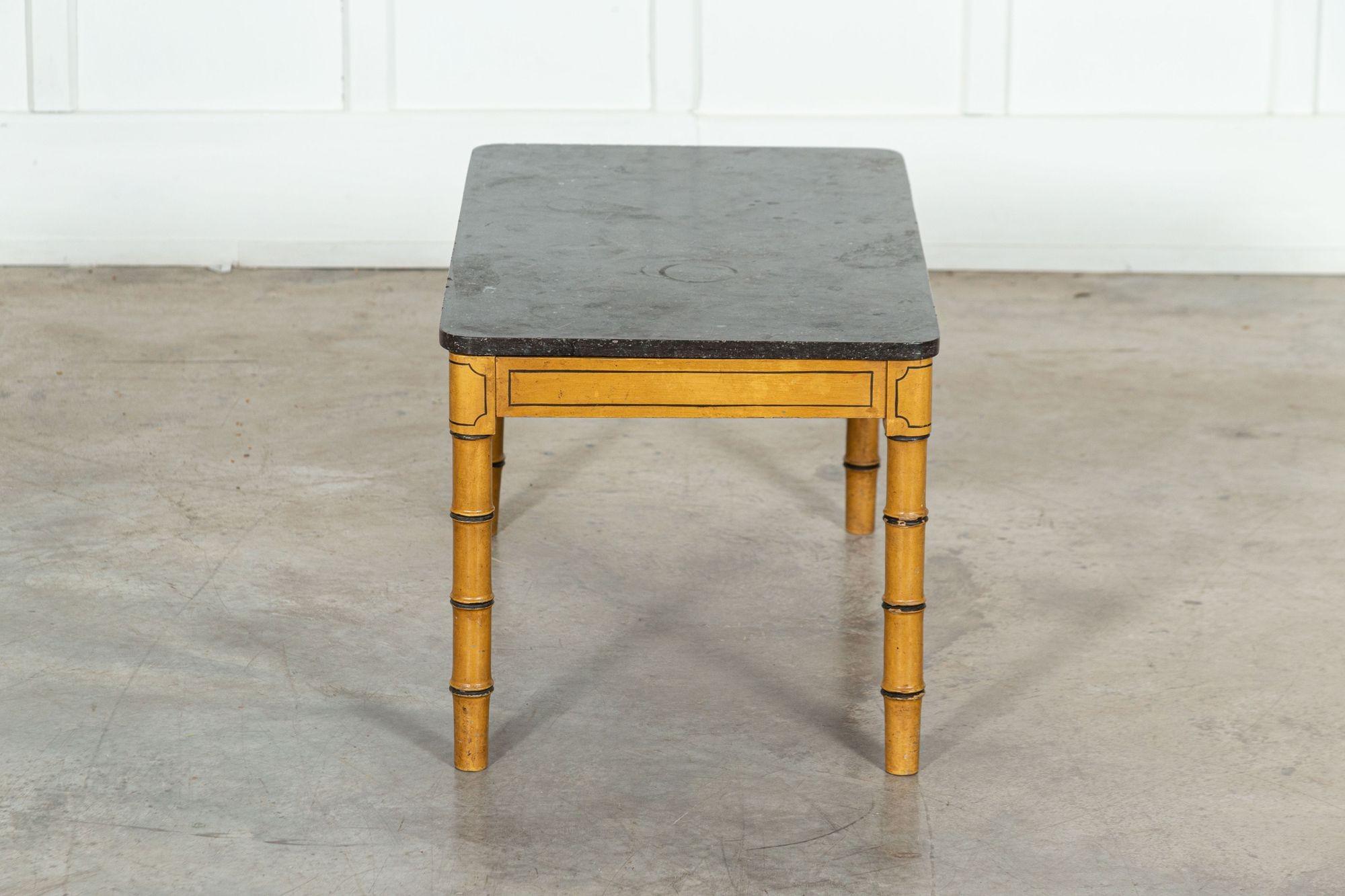 19thC English Faux Bamboo & Marble Painted Beech Coffee Table For Sale 4