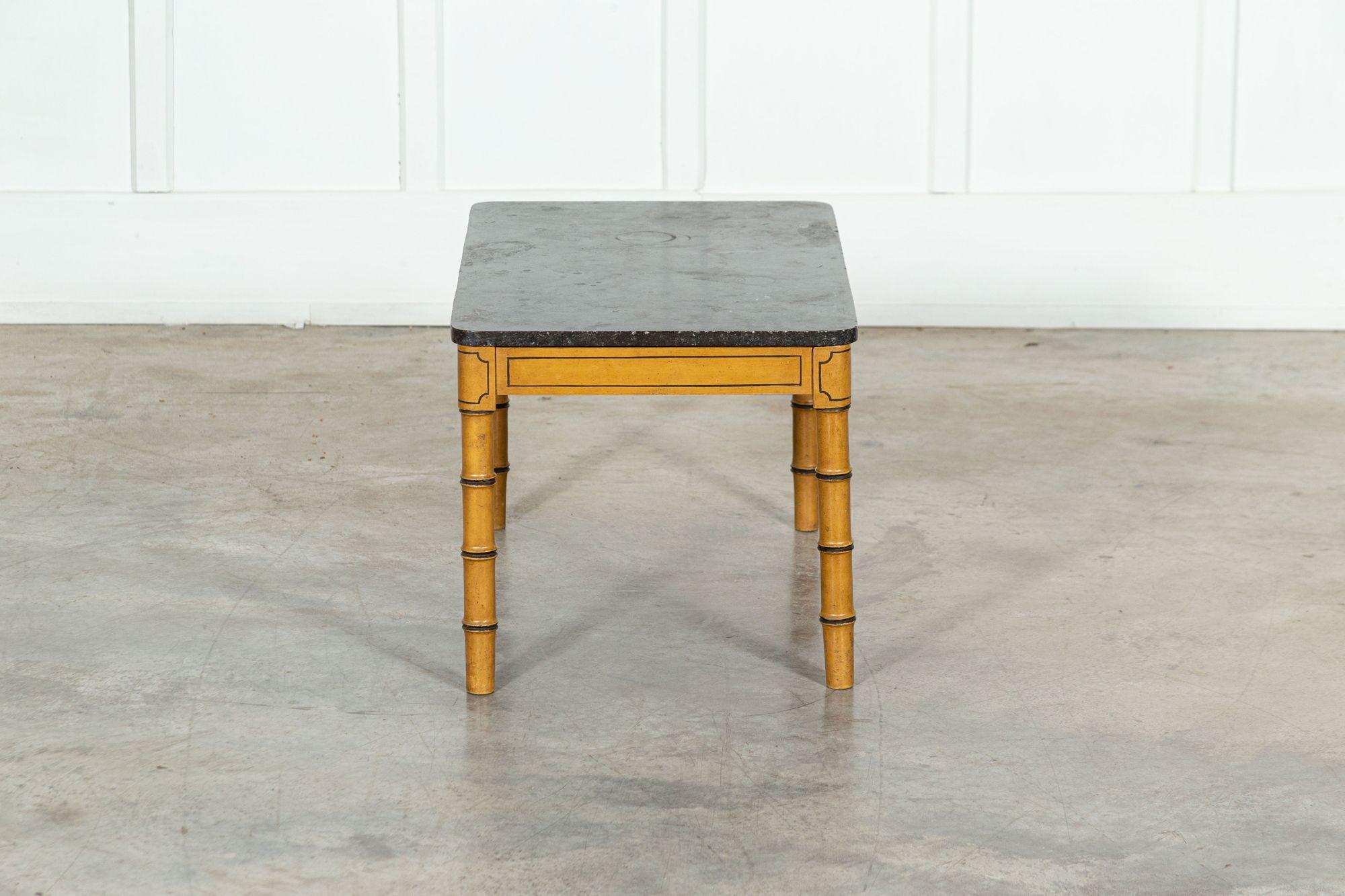 19thC English Faux Bamboo & Marble Painted Beech Coffee Table For Sale 5
