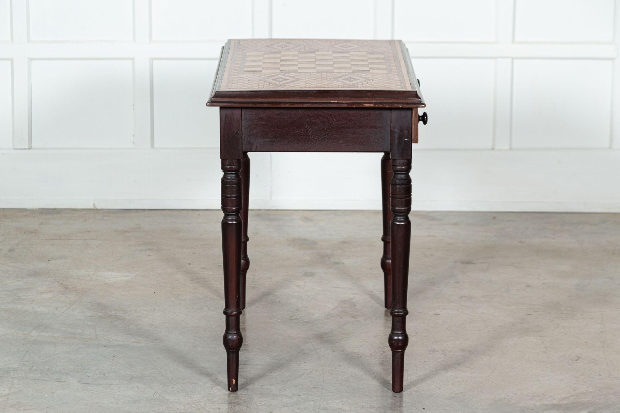 19th Century English Fruitwood Parquetry Games Table 7