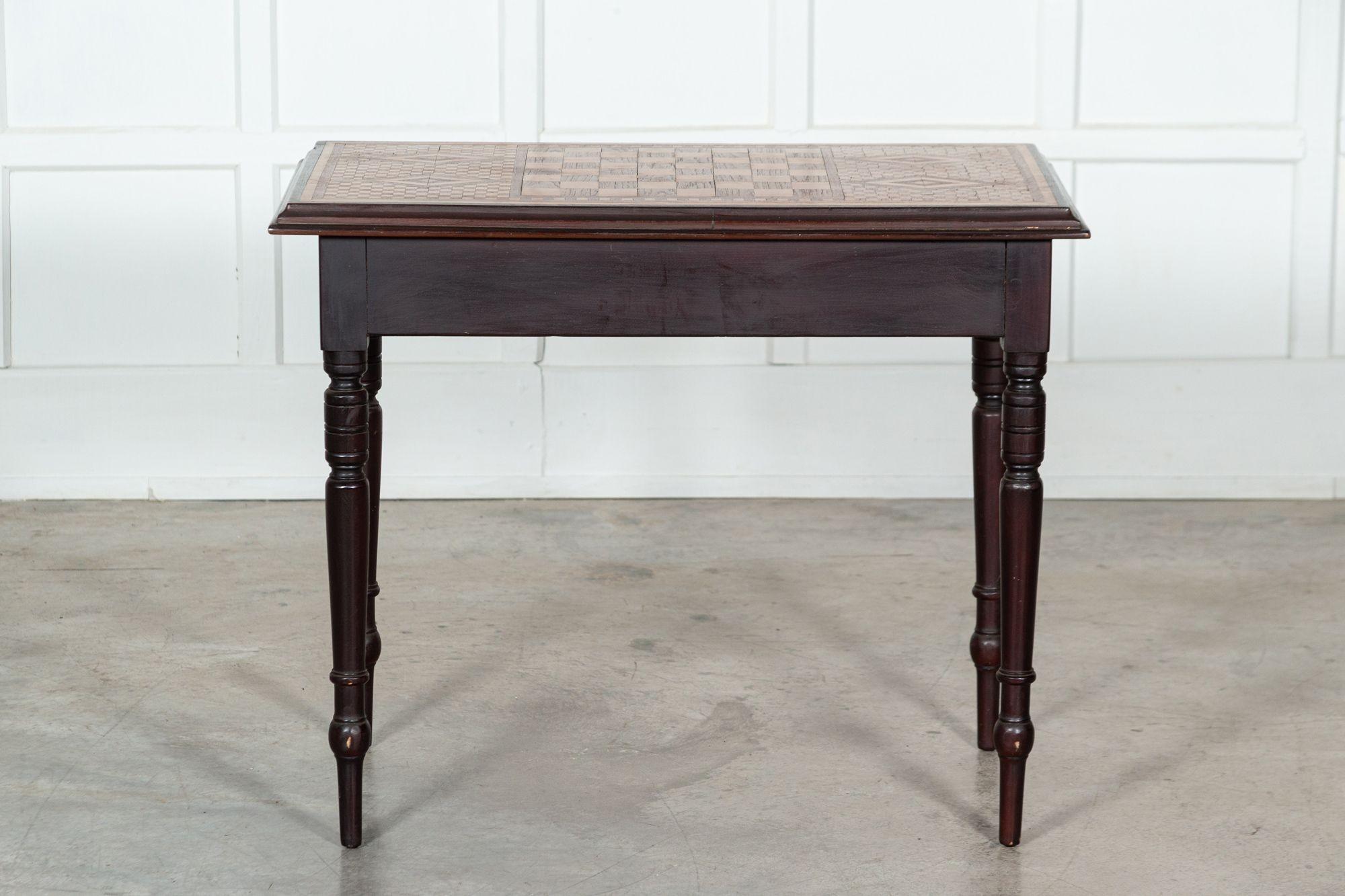19th Century English Fruitwood Parquetry Games Table 10