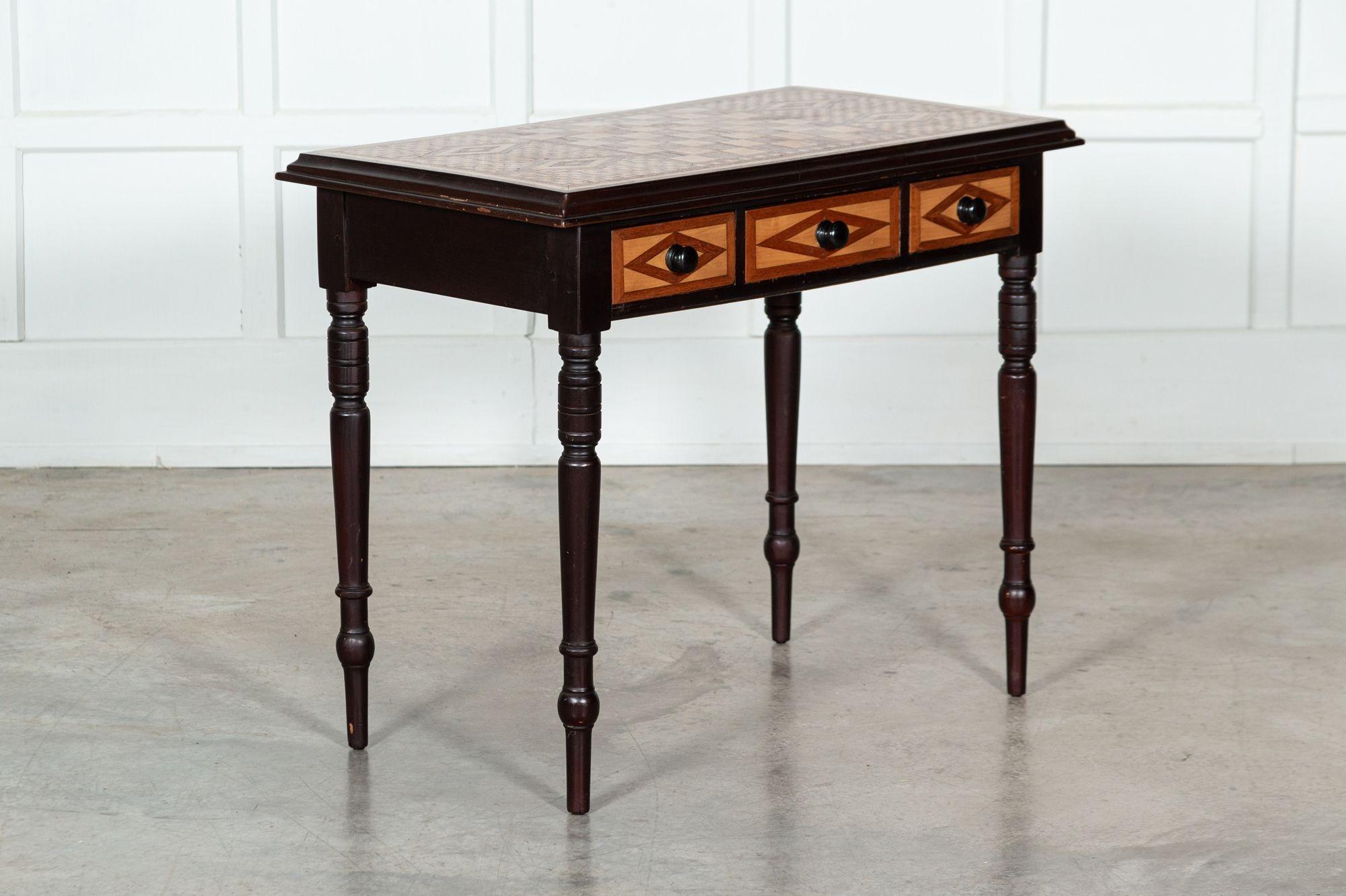 19th Century English Fruitwood Parquetry Games Table 1
