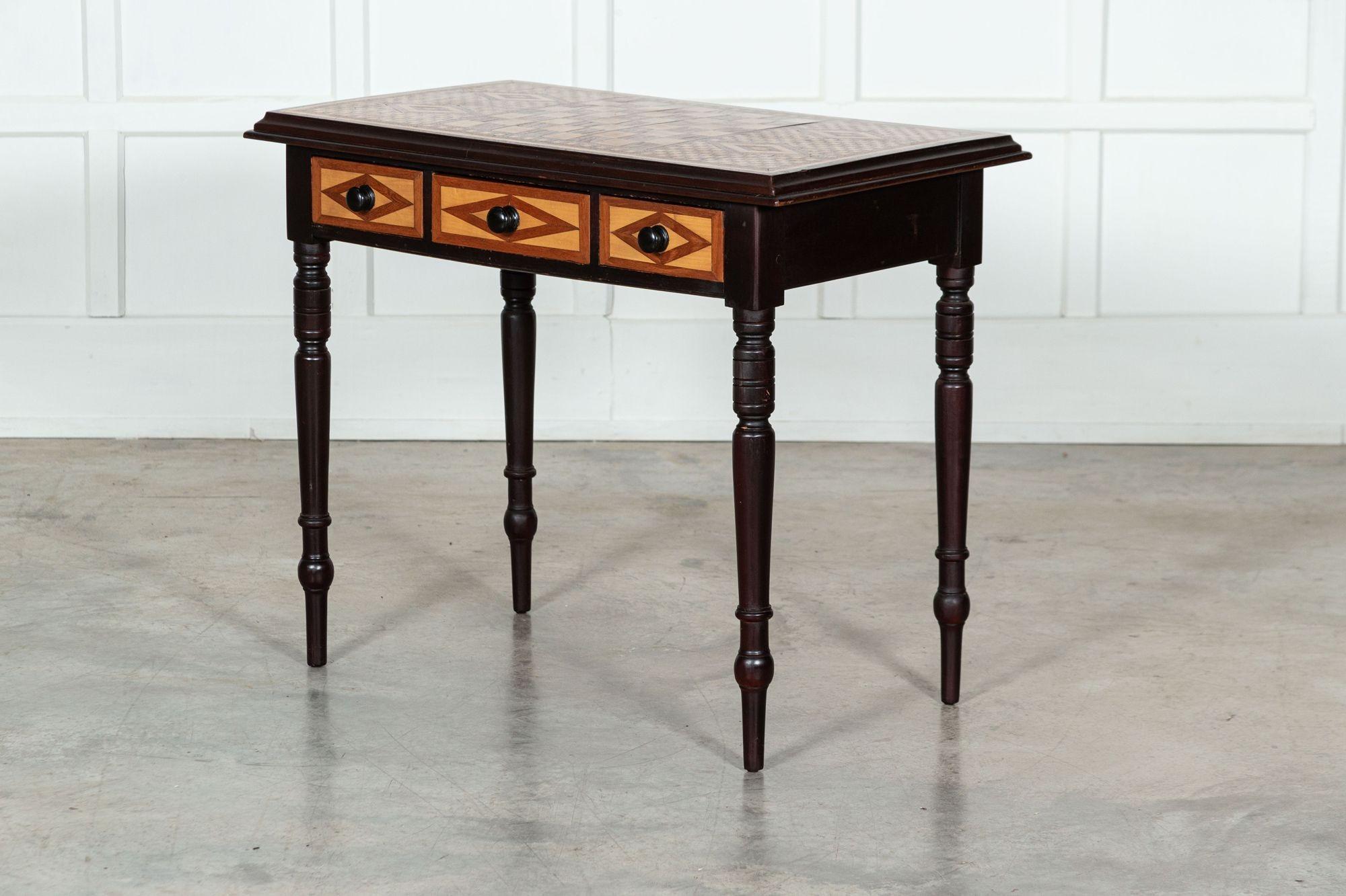 19th Century English Fruitwood Parquetry Games Table 3