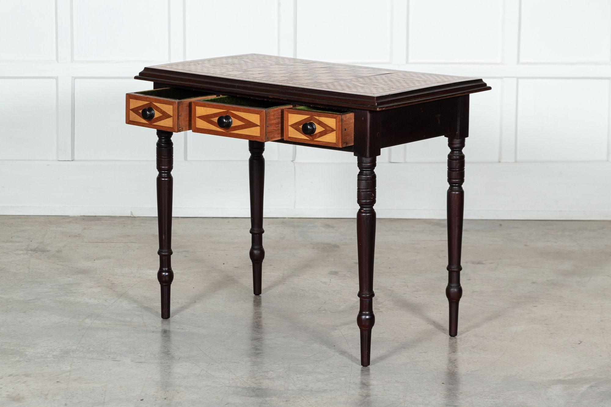 19th Century English Fruitwood Parquetry Games Table 4