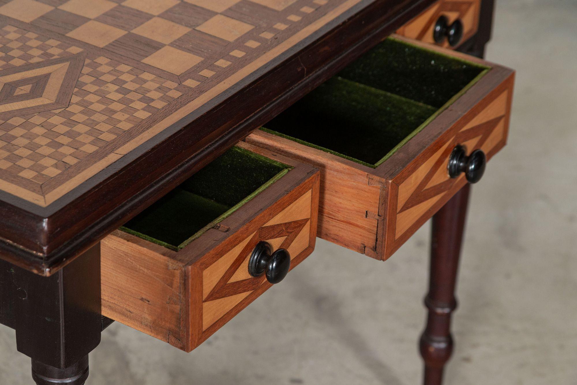 19th Century English Fruitwood Parquetry Games Table 5