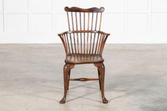 19thC English George III Oak & Elm Comb Back Chair