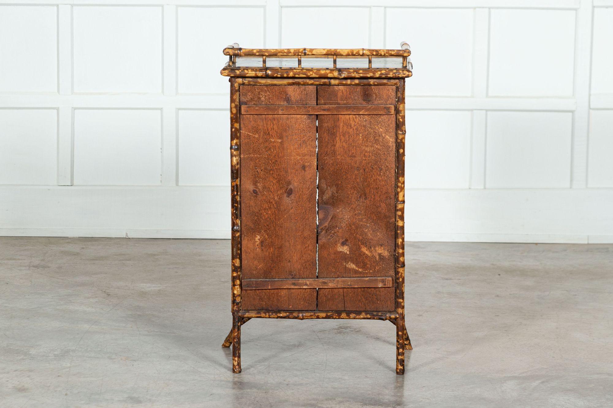 19th Century English Glazed Bamboo Bookcase Cabinet For Sale 12