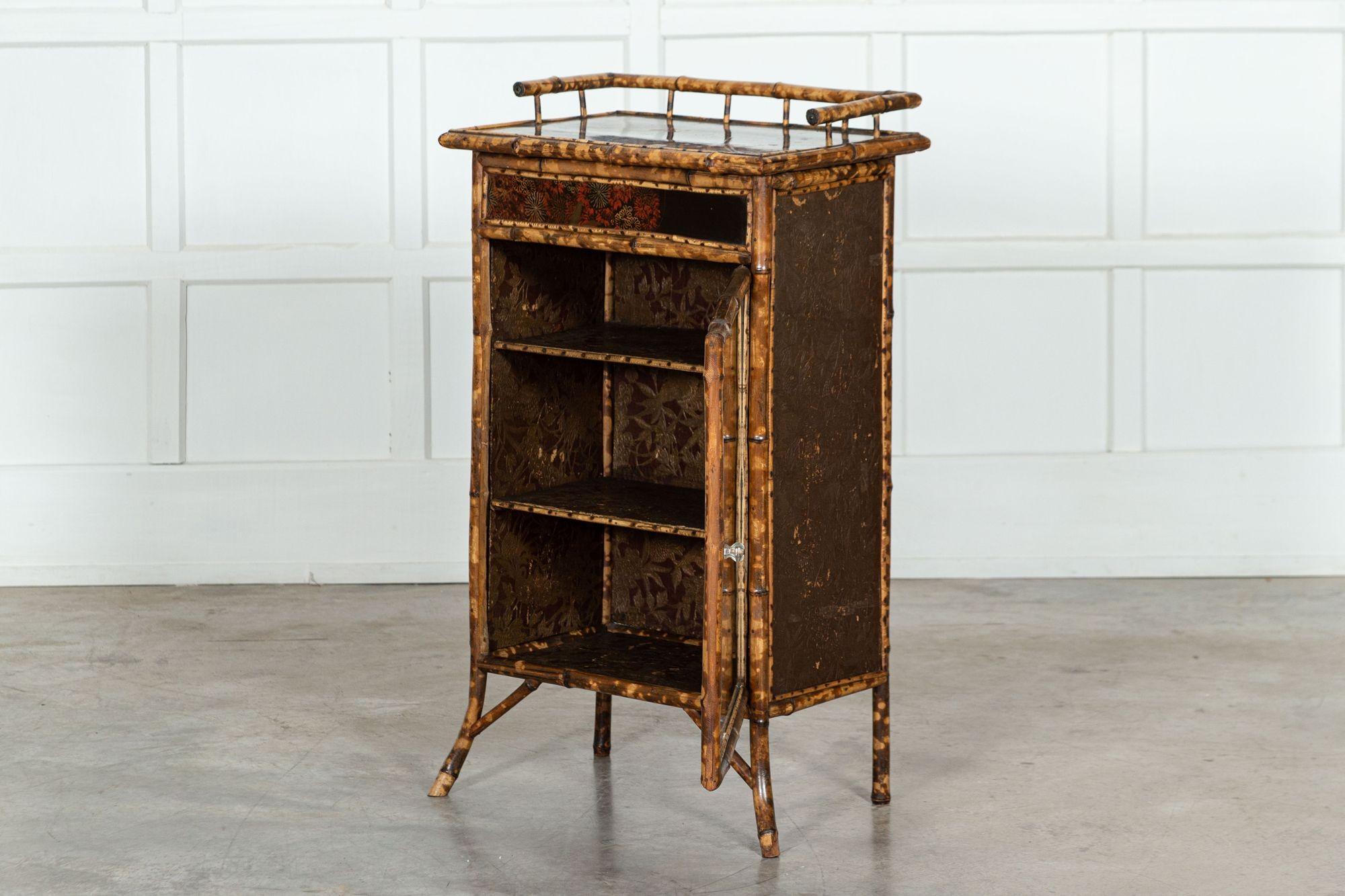 19th Century English Glazed Bamboo Bookcase Cabinet For Sale 1