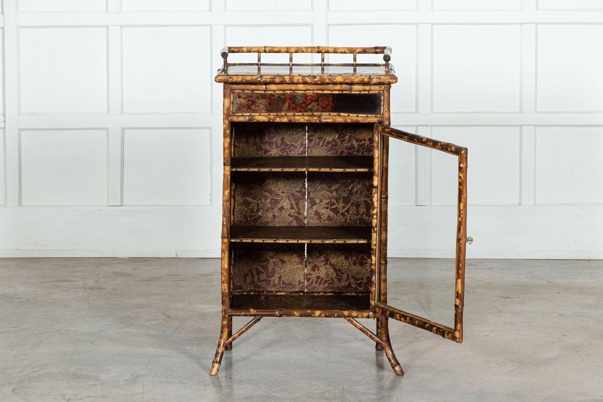 19th Century English Glazed Bamboo Bookcase Cabinet For Sale 3