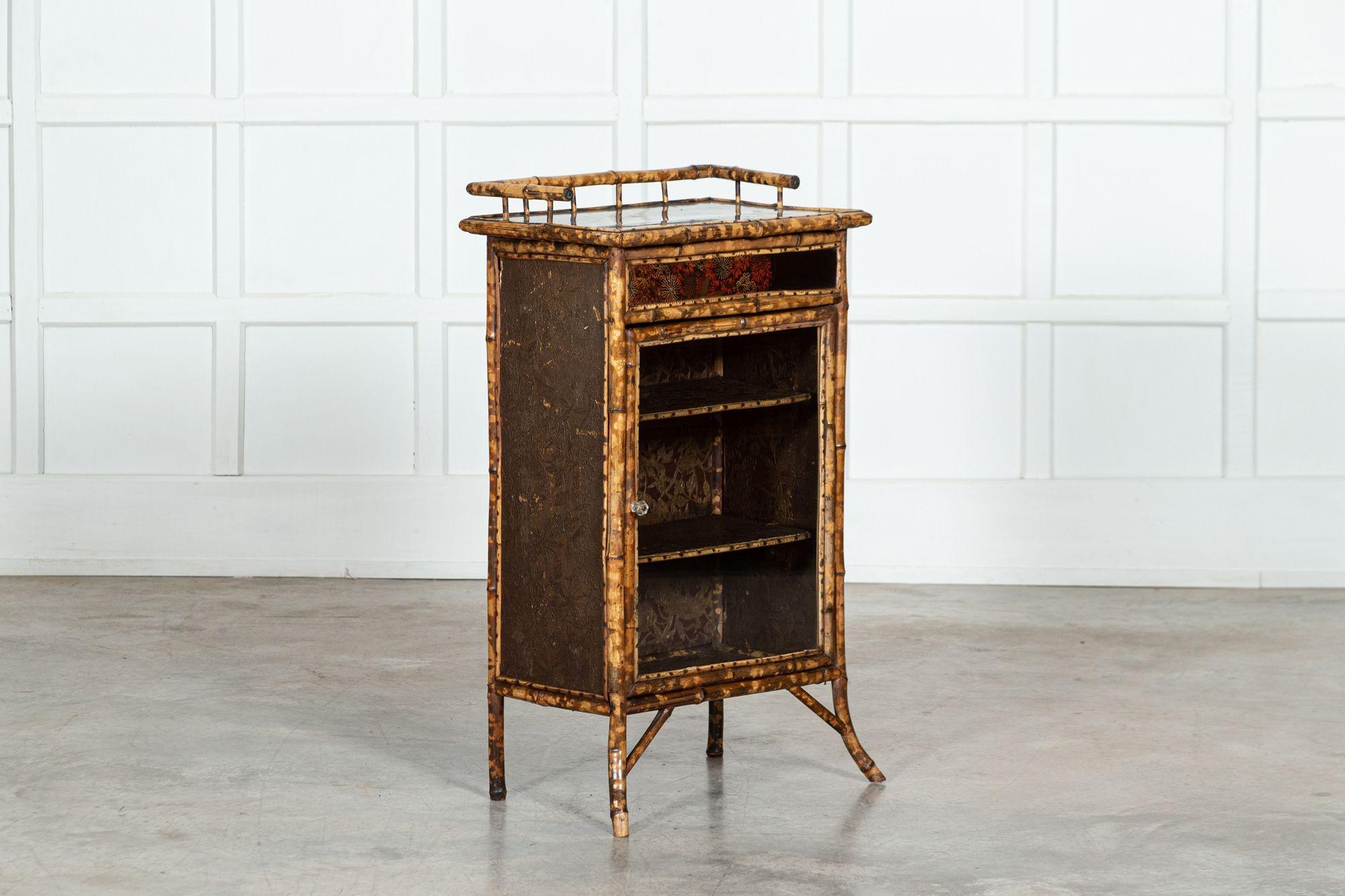 19th Century English Glazed Bamboo Bookcase Cabinet For Sale 4
