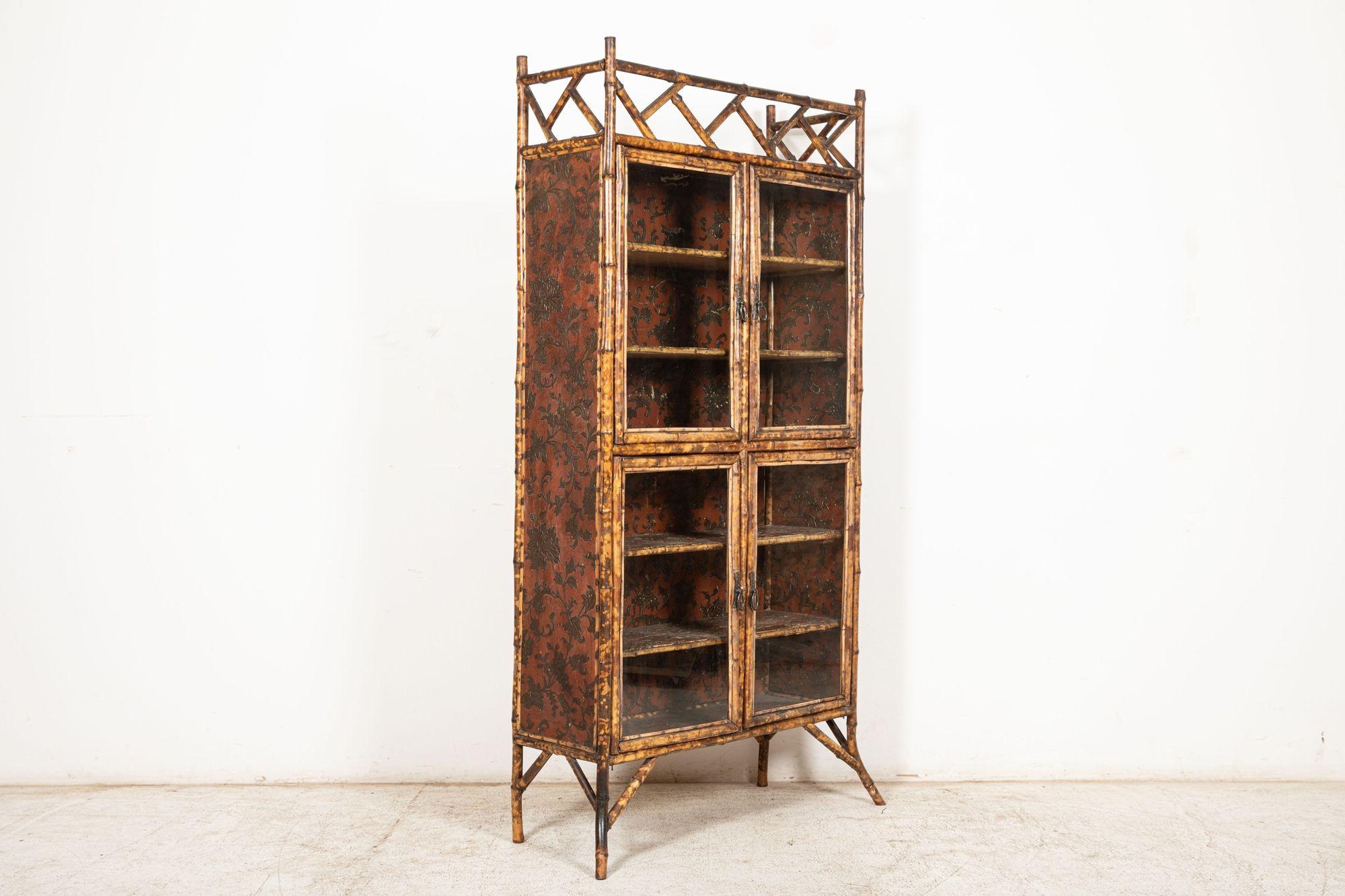 Late 19th Century 19thC English Glazed Bamboo Bookcase