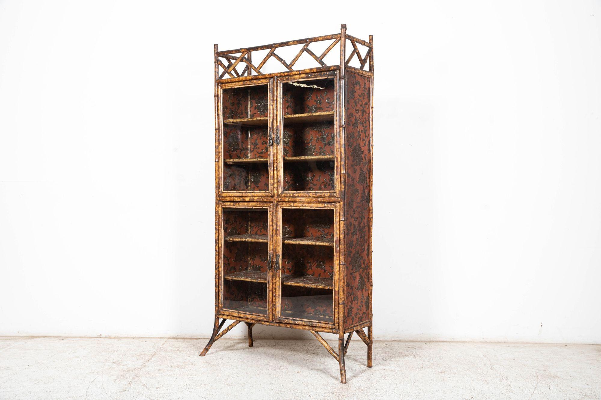 19thC English Glazed Bamboo Bookcase 2